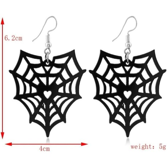 Women Black Unique acrylic Earrings Skull Earrings Spider Earrings Bat Halloween - Picture 2 of 2